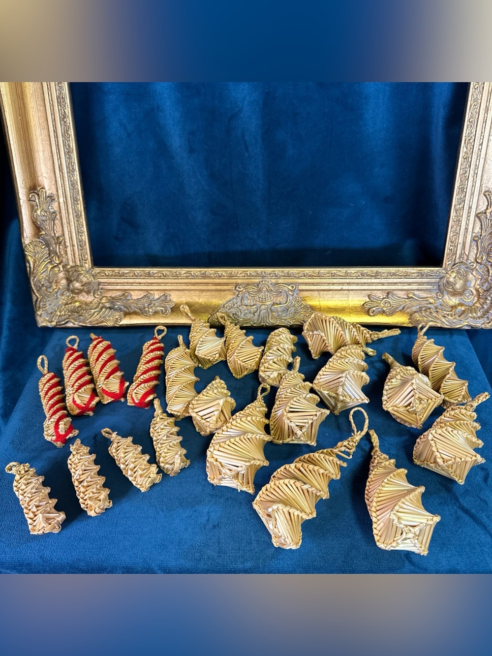 Vtg Scandinavian Straw Christmas Ornaments Lot of 22 Pc Swedish Danish Folk Art